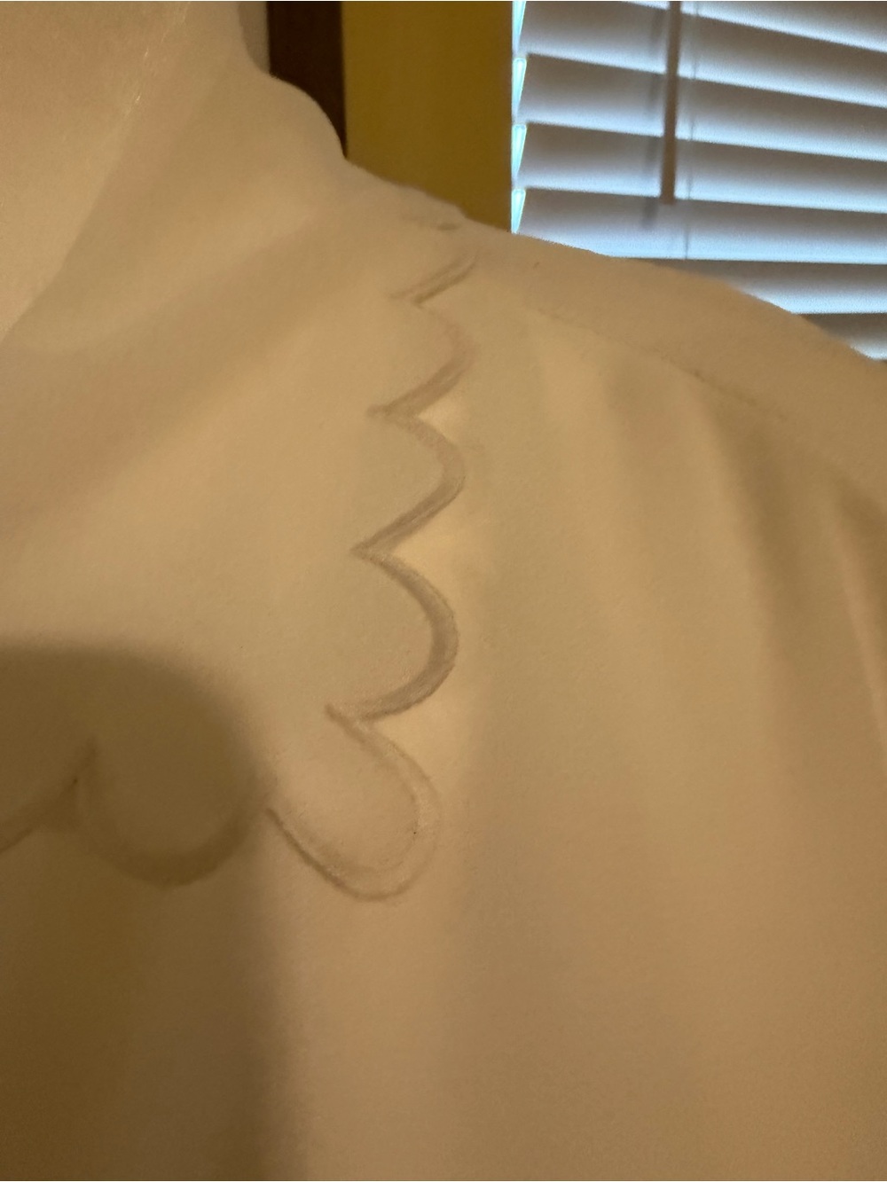 CeCe White Scallop-Trim Short Sleeve Blouse - Picture 5 of 7